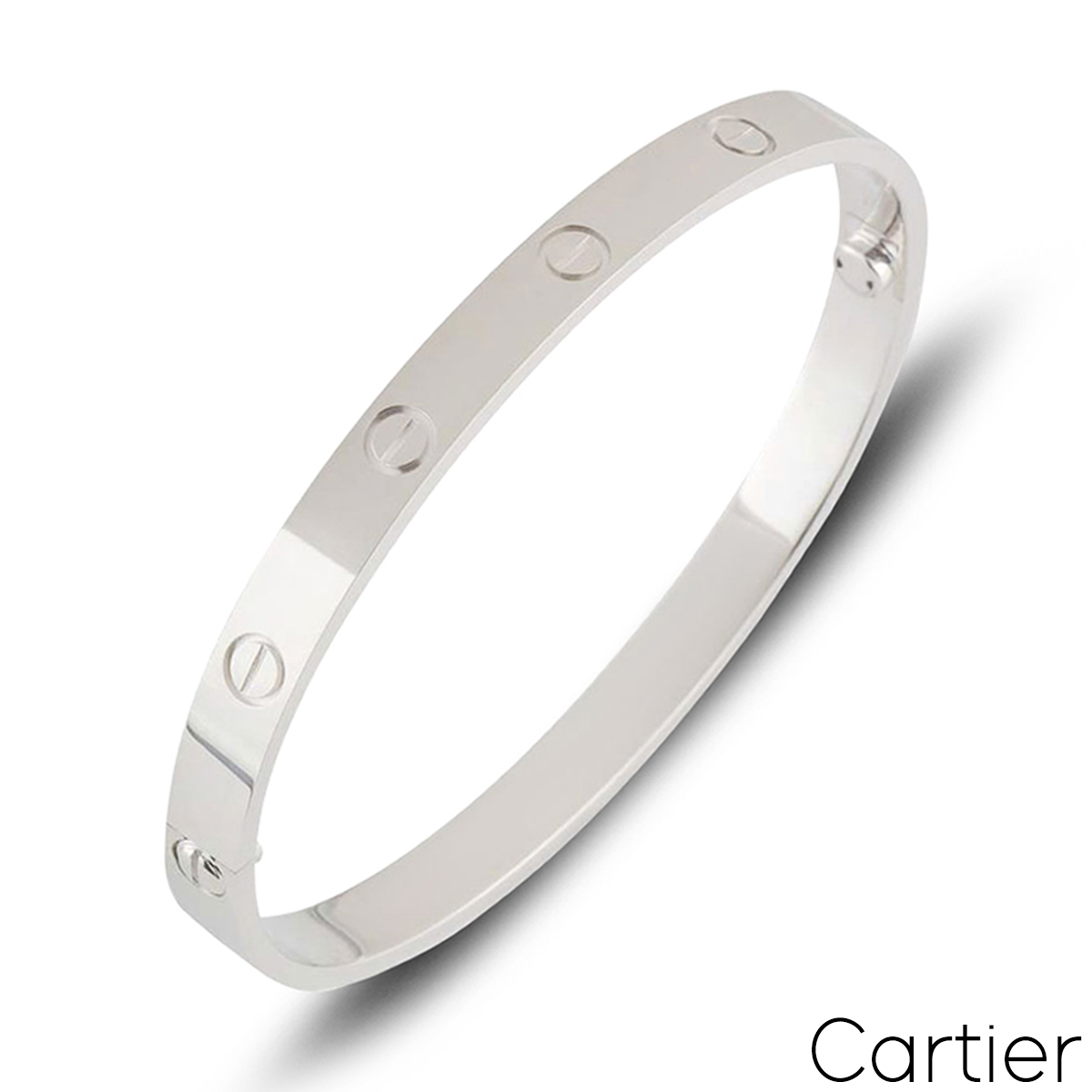Cartier White Gold Plain Love Bracelet Size 21 B6035421